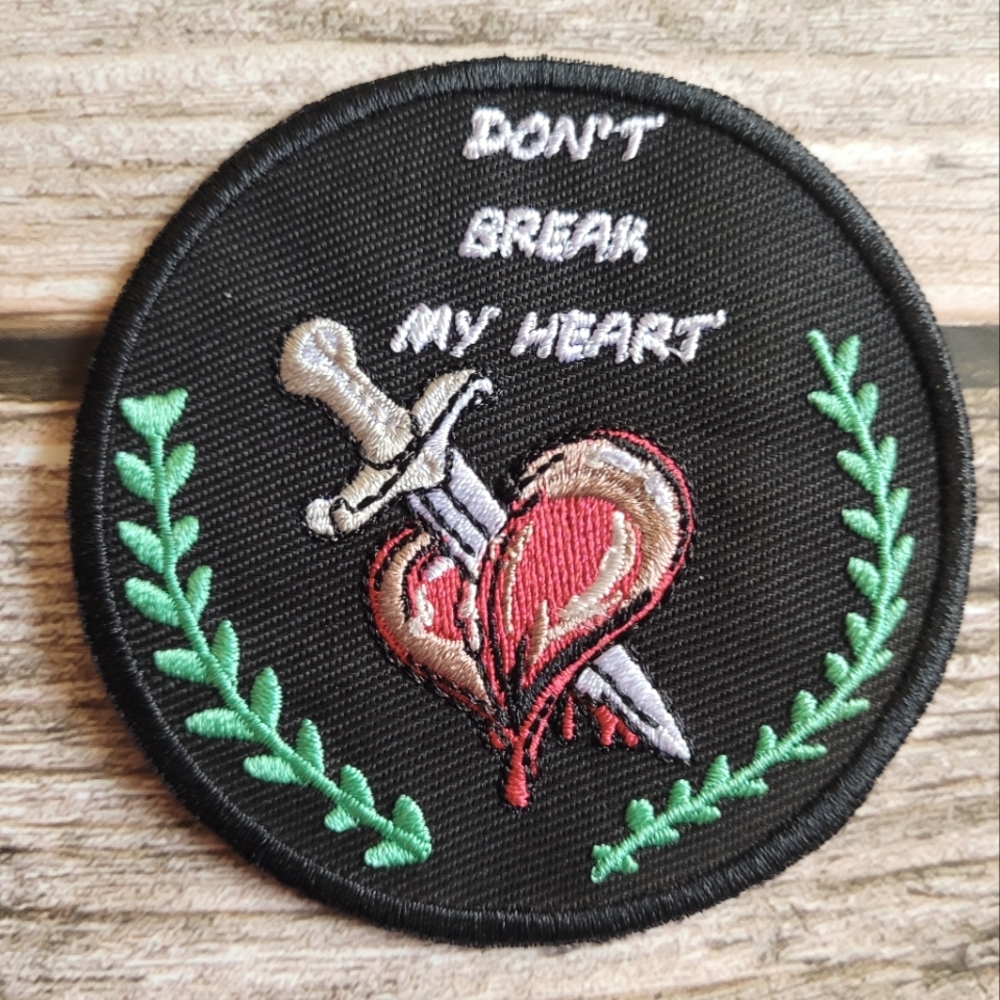 3/13$ Don't Break My Heart Emo Dagger Embroidered Iron on Patch